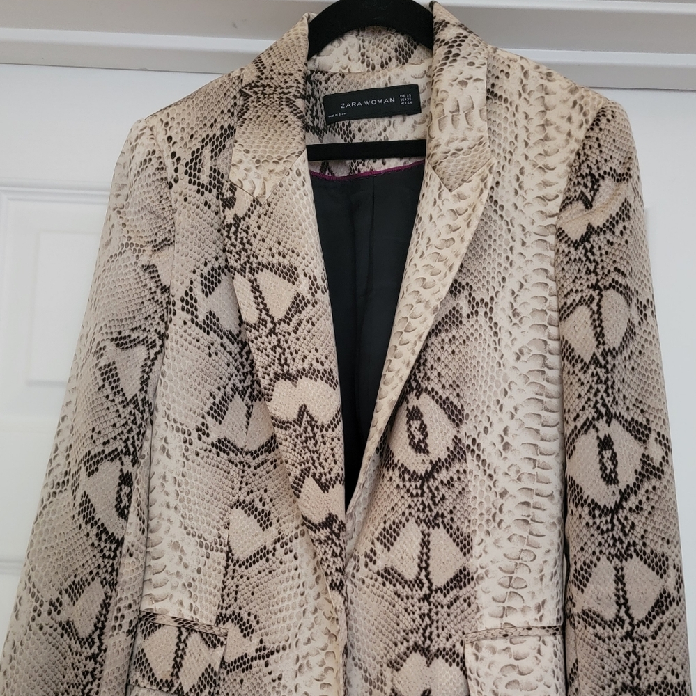 Zara Python Satin Effect Blazer Jacket Xs - image 1